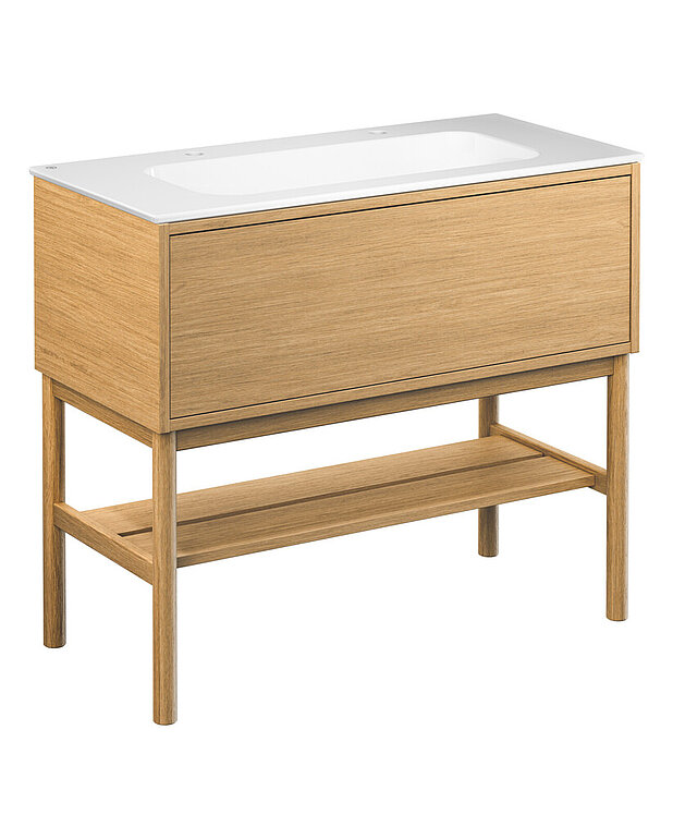 Kommod Ducentic Ljus ek - 100 cm - Skapad för Gustavsbergs 200-årsjubileum och hyllar arvet av hantverk och design
Rymligt lådutrymme utan behov av urtag för vattenlåset, vilket ger mer plats för förvaring
Mjukstängande låda med full utdrag ger en komplett överblick över innehållet