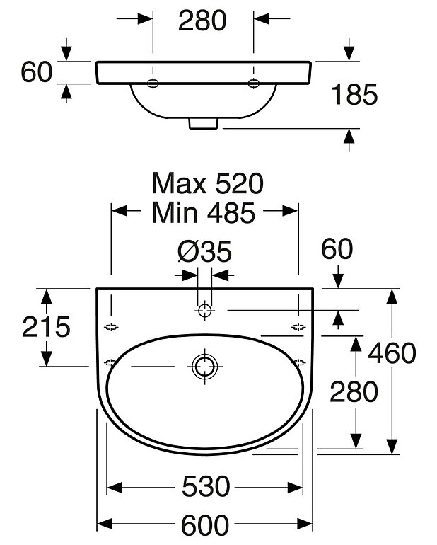 Pesuallas Nautic 5560 - 60 cm, pultti- tai kannakekiinnitys - Helposti puhdistettava ja minimalistinen muotoilu
Soikiomainen allas ja tilavat laskutasot
Ceramicplus: puhdista nopeasti & ekologisesti