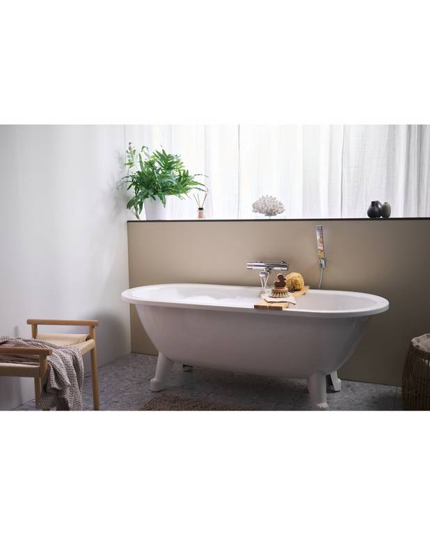 Freestanding bathtub Duo - 1580x680 - Two sloped head ends, suitable for two people
Premium quality titanium alloy steel
Adjustable feet - the tub is stable even on uneven floors