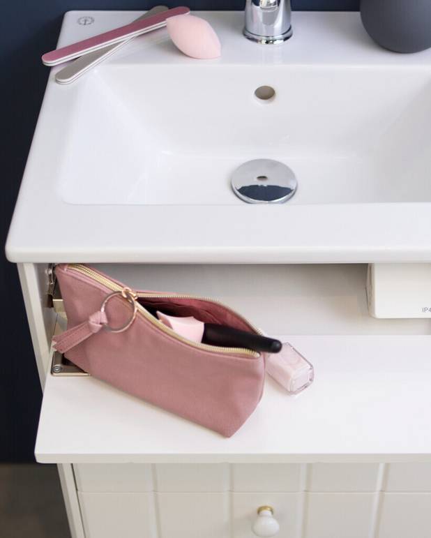 Bathroom cabinet Graphic - 45 cm - Short depth - makes it fit also in small bathrooms
Hidden compartment for storing small things 
The fold out compartment provides extra shelf space