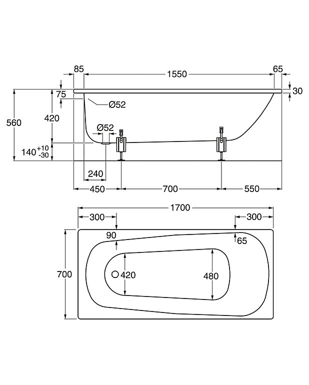 Built in bath Standard - 1700x700 - Drawing - 3970.jpg