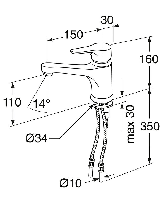 Bathroom sink faucet Nautic - 150 mm spout - Drawing - 214045.jpg