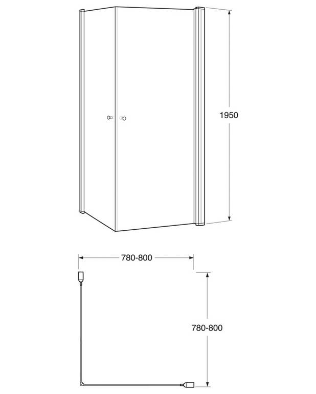 Duschvägg SC Rak - kromade profiler - Härdat säkerhetsglas av högsta kvalitet
Clear Glass för snabb och miljövänlig rengöring
Öppningsbar 180°