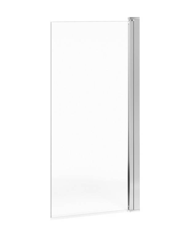 „Square“ vonios durys - Keičiama atidarymo kryptis - galima montuoti dešinėje arba kairėje
Uždėti durų profiliai - greitas ir paprastas montavimas
Grūdintas saugus stiklas, 6 mm