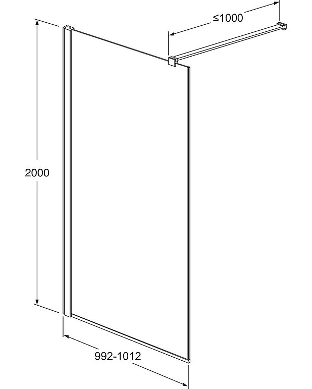 Square væg til brusekabine - Målskitse - Square_100_shower_wall.jpg