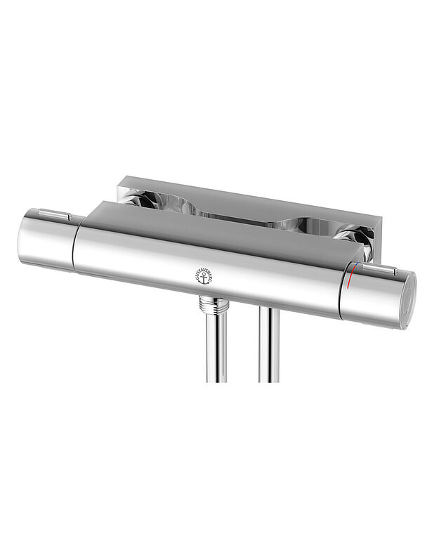 Shower mixer New Nautic - thermostat - Safe Touch reduces the heat on the front of the faucet
Maintains even water temperature upon pressure and temperature changes
Can be expanded with bathtub spout