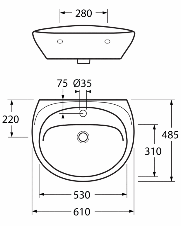 Раковина для ванной комнаты Estetic 410360 с болтовым креплением 60 см - Лаконичный вид благодаря полностью скрытым монтажным кронштейнам.
Клапан для регулировки уровня раковины.
Ceramicplus — для быстрой и экологичной уборки.