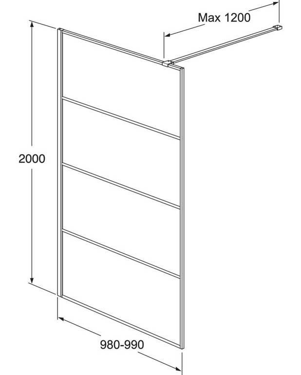 Dušisein SQUARE - Matt mustad anodeeritud alumiiniumist profiilid 
Profiilid on mustuse kogunemise vältimiseks klaasi välispinnal
Saadaval kuni 140 cm suurusega