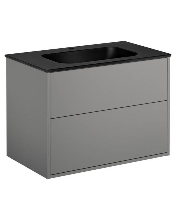 Vanity unit Artic - 80 cm - Washbasin in porcelain with thin design and generous surfaces for all your items
Water trap with pop-up and smart cleaning function
Manufactured in moisture resistant materials