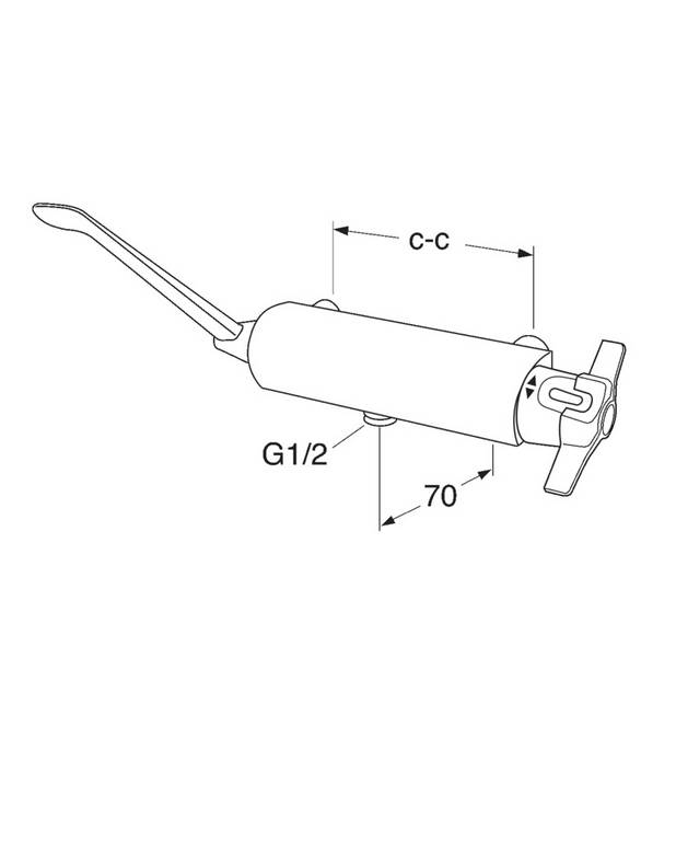 Brusearmatur Care - termostat - Safe Touch minimerer varmen på forsiden af armaturet
Indeholder mindre end 0,1 % bly
Kan anvendes sammen med badekarstud