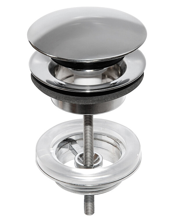 Pushdown valve - Dimensions of the washbasin: min. 30 mm, max. 45 mm
