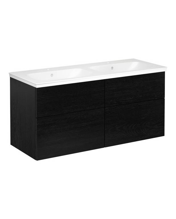 Bathroom cabinet Artic - 120 cm - Fully extendable drawers with soft closing
Washstand water trap that saves space in cabinet 
Manufactured in moisture resistant materials