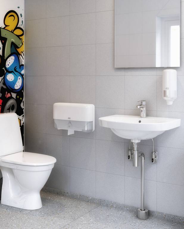 Håndvask Nautic 5556 - til bolt-/konsolmontering 56 cm - Rengøringsvenligt og minimalistisk design
Ellipseformet bassin og god afsætningsplads
Ceramicplus: hurtig og miljøvenlig rengøring