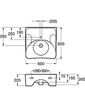 Bathroom sink 740 - for bolt mounting 60 cm - Drawing - 740S.jpg