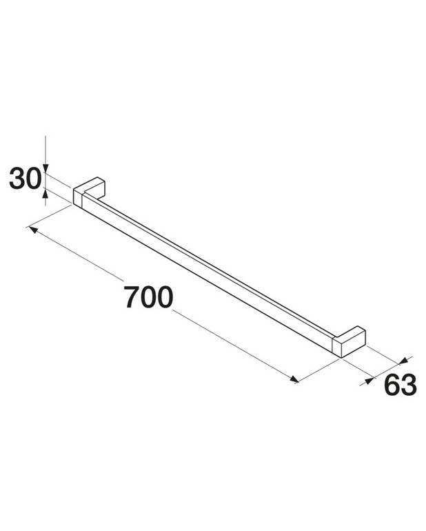 Håndklædestang G1 - enkelt - Design med lige linjer og rette vinkler
Fremstillet i fugtfast materiale 
Ingen synlige fastgørelsesskruer