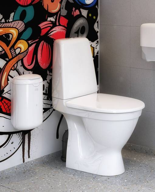 Toalettstol Public 6610 - dolt p-lås, Hygienic Flush - Stryktålig rostfri spolknapp för publika miljöer
Med öppen spolkant för enklare rengöring
Ceramicplus: städa snabbt & miljövänligt