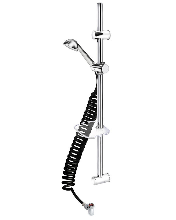 Shower set Care - spiral hose - Drainage valve empties the water to minimise risk of legionella