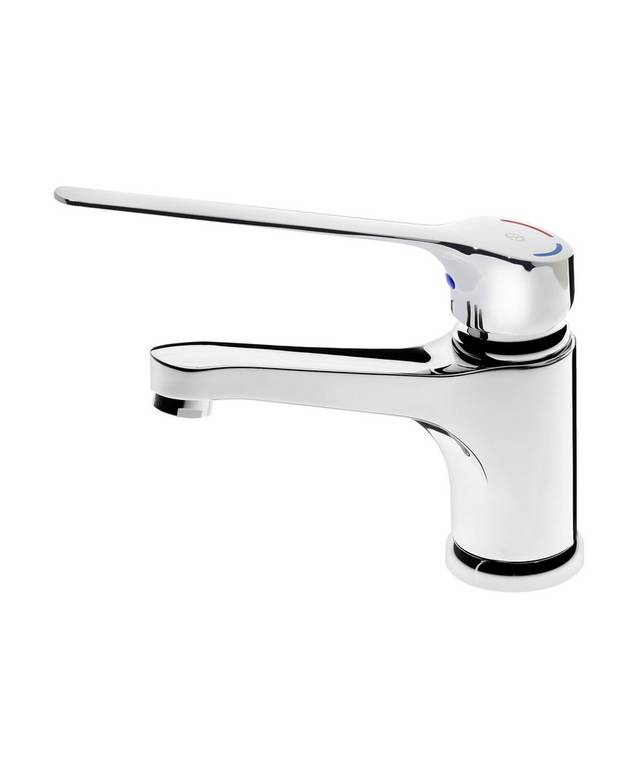 Bathroom sink faucet Care - 150 mm spout - Contains less than 0.1% lead
Covered and smooth type-approved flexible water connection for easier installation
Laminar aerator (no air intake)