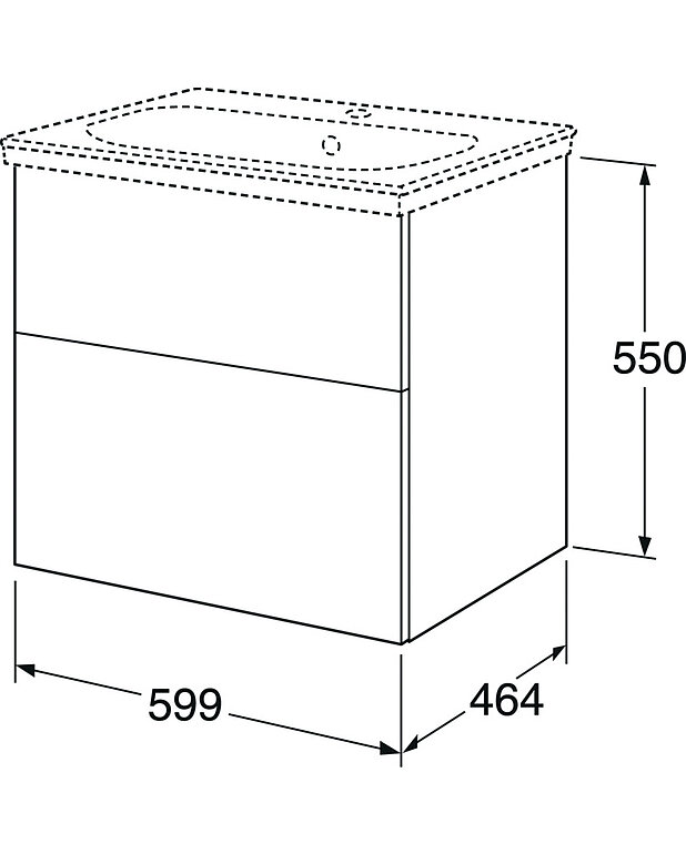 Bathroom cabinet Artic - 60 cm - Fully extendable drawers with soft closing
Washstand water trap that saves space in cabinet 
Manufactured in moisture resistant materials