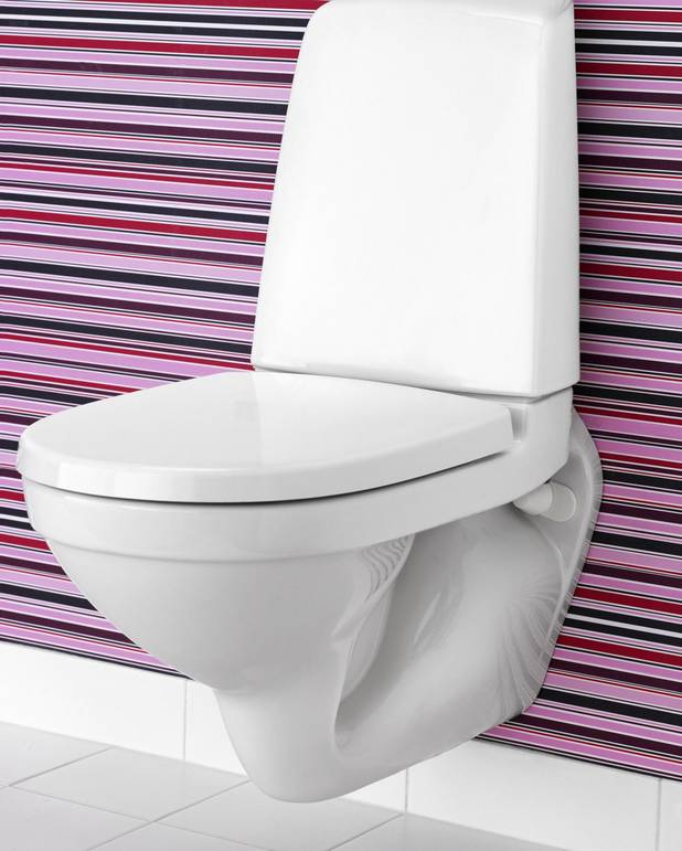 Seinään kiinnitettävä WC Nautic 5522L - säiliöllä - Helposti puhdistettava ja minimalistinen muotoilu
Säiliön takana tilaa puhdistuksen helpottamiseksi
Ergonominen korotettu huuhtelupainike