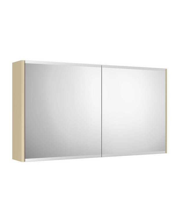 Mirror cabinet, Graphic – 100 cm - Double-sided mirror doors
Frosted bottom edge to combat visible smudges
Soft-closing doors