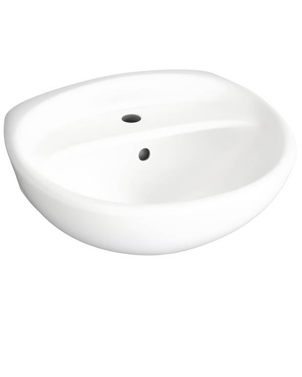 Small bathroom sink Estetic 410350 - for bolt mounting 50 cm - Completely concealed brackets for neat installation
Porcelain push-down valve
Ceramicplus for quick, eco-friendly cleaning