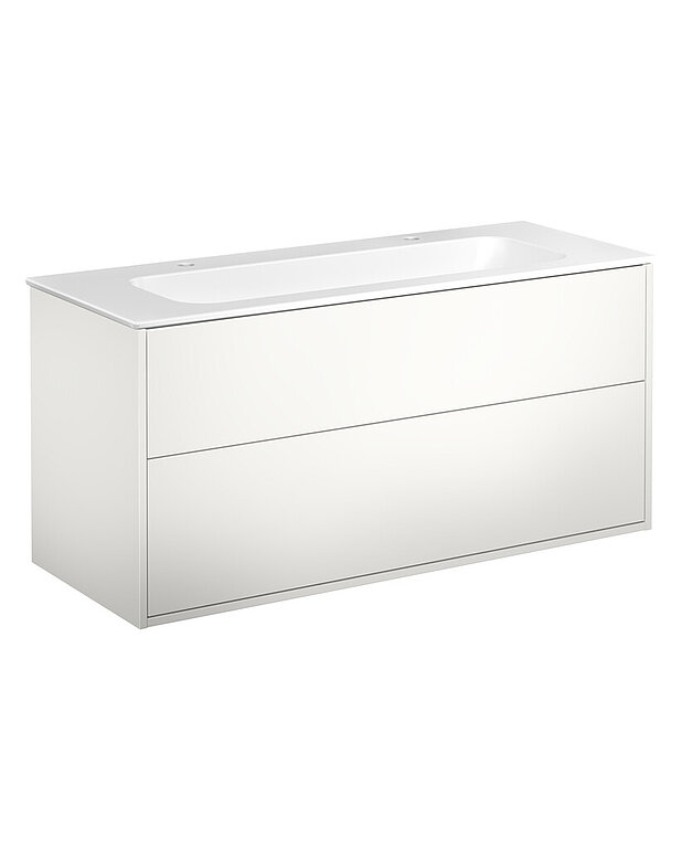 Kommodskåp Artic - 120 cm - Heltäckande tvättställ i porslin med tunn design och generösa avställningsytor
Vattenlås med pop-up och smart rengöringsfunktion
Tillverkad i badrumsklassat material för fuktiga miljöer