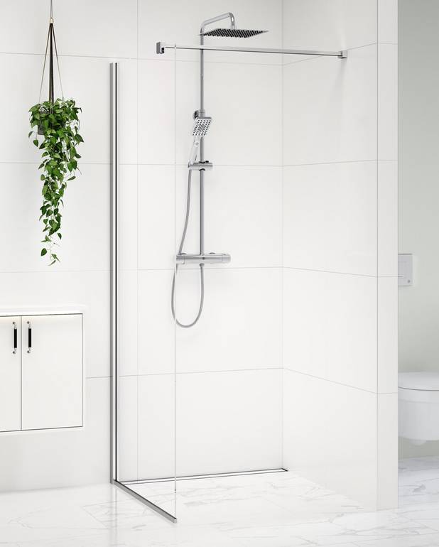 Square shower wall - Fixed wall, can be combined with Square shower door
Reversible for right/left-hand installation
Polished  profiles and wall brace