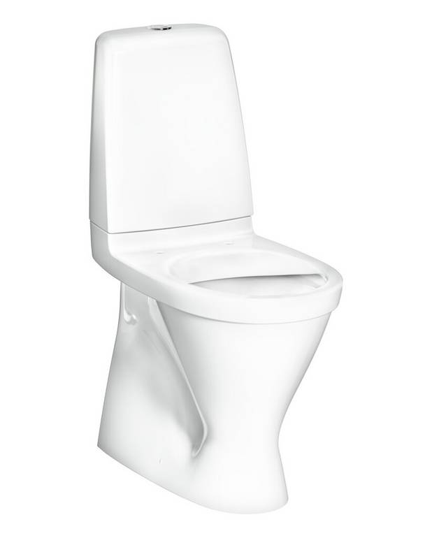 WC-istuin Public 6646 - s-lukko, korkea malli, hygieeninen huuhtelu - Kestävä painike ruostumatonta terästä, soveltuu julkisiin käymälöihin
Avoin huuhtelureuna helpottaa puhdistusta
Ceramicplus-pinta nopeaan ja ympäristöystävälliseen puhdistukseen