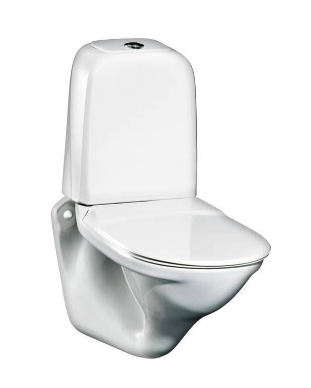 Vegghengt toalett 339 ROT – med utvendig sisterne - Passer eldre standardmål 
Boltavstand c-c 225 mm