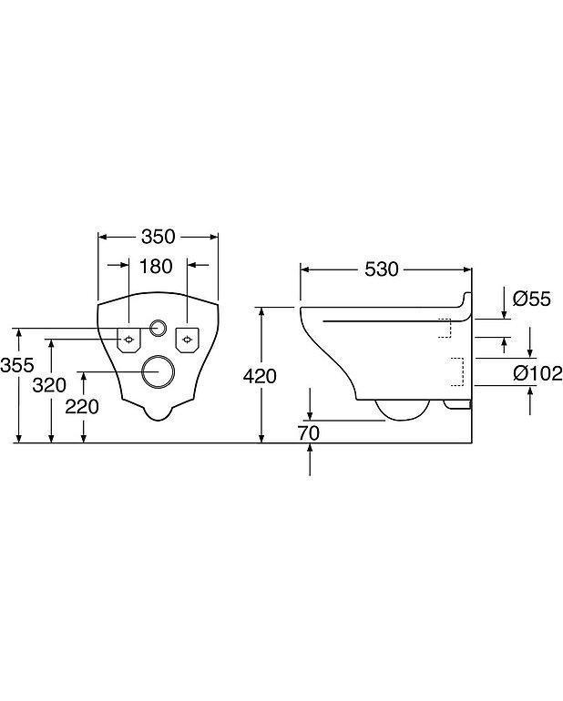 Vägghängd toalett Estetic 8330 - Hygienic Flush - Måttskiss - 8330.jpg