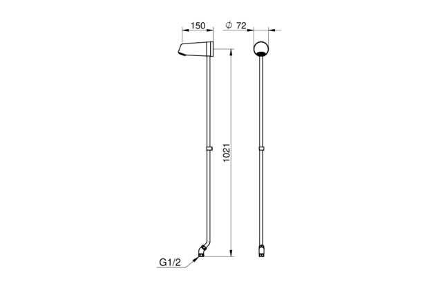 Takdusj, Nye Nautic Public - Timed pressure valve flush time approx. 30 sec.
Flow 9L/min at 3 bar
Built-in automatic hot water shut-off for scalding protection