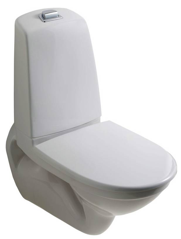 Væghængt toilet Nautic 5522 - med cisterne - Rengøringsvenligt og minimalistisk design
Pladsen bag tanken gør det nemmere at gøre rent
Ergonomisk forhøjet skylleknap