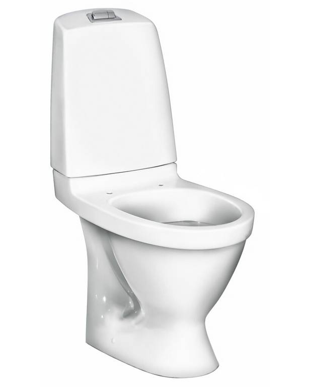 Toilet Nautic 5510 - skjult P-lås - Rengøringsvenligt og minimalistisk design
Heldækkende kondensfri skyllecisterne
Ergonomisk forhøjet skylleknap