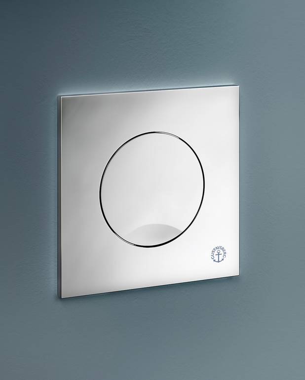 Flush button for fixture XS - wall control panel, round - Manufactured in plastic with a polished chrome surface
For front installation on Triomont XS
Available in different colours and materials