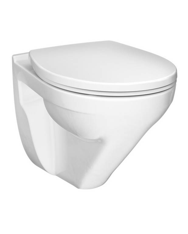 All In One - Fixtur med Nordic³ WC och Väggtrycke - Snygg installation, med ett minimum av synliga rör
Nordic³ Hygienic Flush toalett med mjukstängande sits
Trycke med Duo-spolning ingår