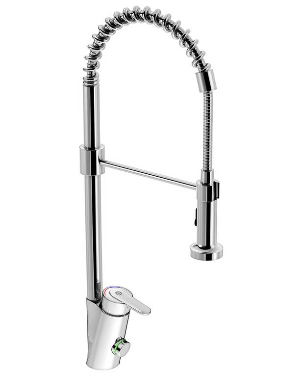 Kitchen mixer Nordic Plus - spiraflex - NEW unique and smart innovation
Self closing shut-off valve including leakage breaker
Two different flush modes (normal or spray)