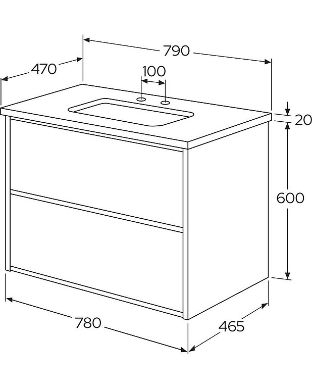 Ducentic-allaskaappi 80cm, 2 laatikkoa - Mittapiirros - Gustavsberg_Vanity-unit-Ducentic_2-800mm_with_TT_1_1_ProductImages1300x1620.jpg
