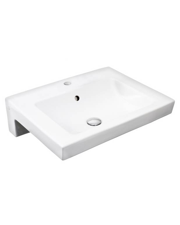 Bathroom sink Artic 4550 - for bolt/bracket mounting 55 cm - Design with straight lines at right angles
Fully concealed brackets for clean-looking installation
For bolt or bracket mounting