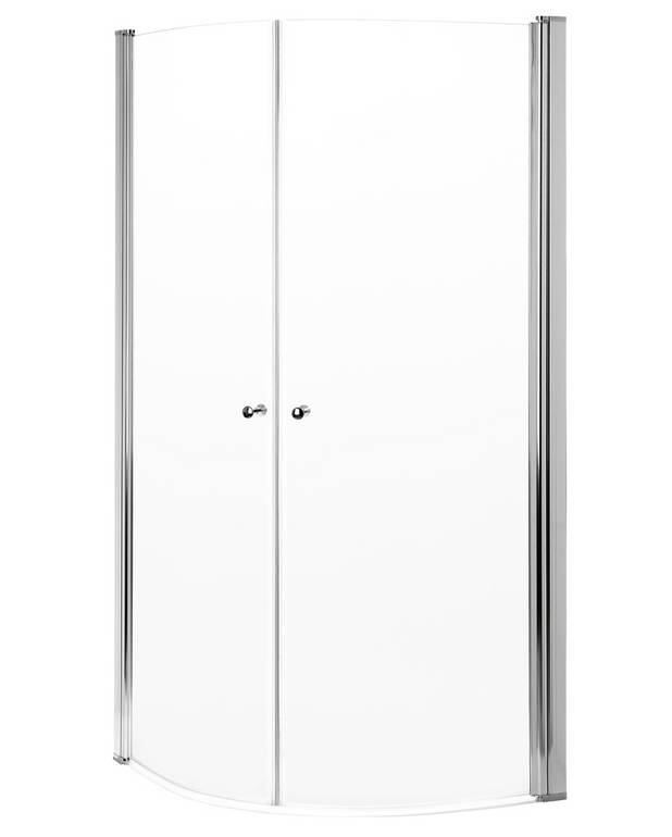 Shower wall SQ - chrome-plated profiles - Premium quality tempered safety glass
Clear Glass for fast and environmentally friendly cleaning
Opens 180°