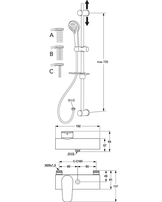 Shower mixer Atlantic 2.1 - Singel lever - Drawing - GB41201387DuschpaketAtlantic2.1-Ettgrepp_160cc_Drawing.jpg