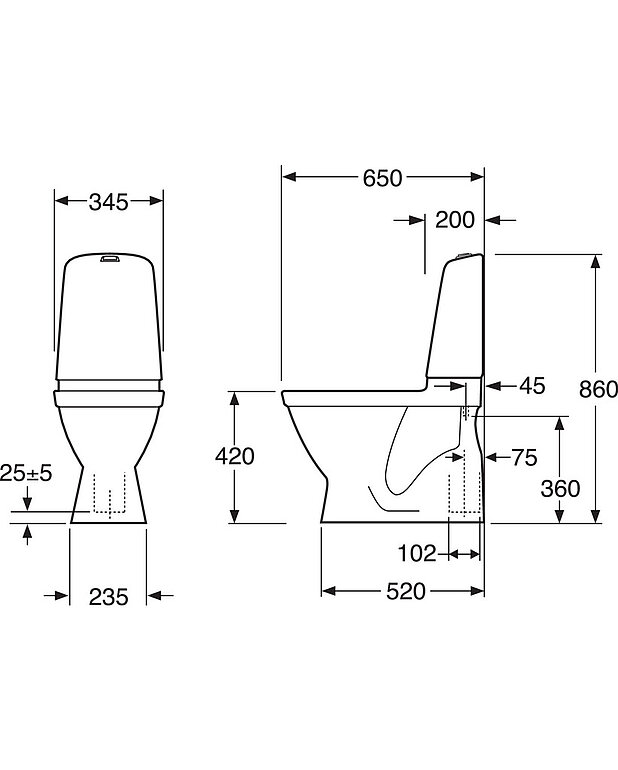 Toalettstol Nautic 1500 - dolt s-lås, Hygienic Flush - Städvänlig och minimalistisk design
Med öppen spolkant för enklare rengöring
Heltäckande kondensfri spolcistern