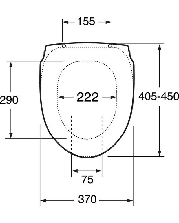 Caresits 3060 - Ergonomiskt lock, bekvämt att sitta ovanpå
För montering med eller utan armstöd
Glidstopp för sidostabilitet