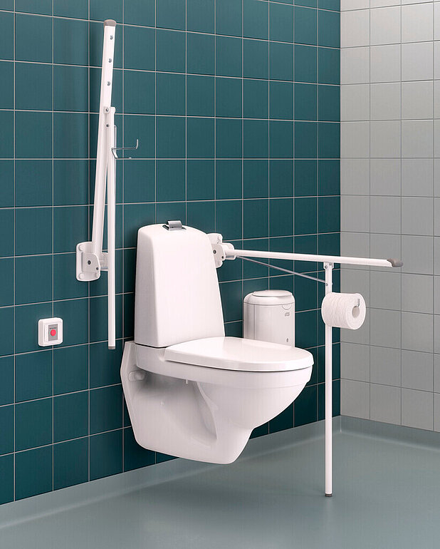 Væghængt Nautic-toilet 1522 - med cisterne, Hygienic Flush - Hævet ergonomisk knap for et nemmere skyl