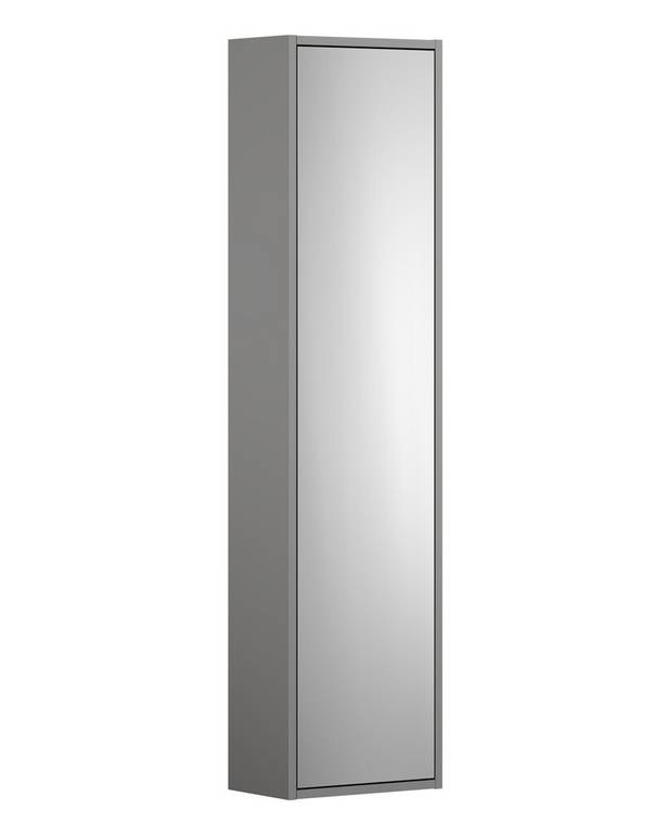 Högskåp Artic Small - Platsbesparande design och funktionella förvaringslösningar för det lilla gästbadrummet
Dörr med Soft Close för mjuk stängning
Spegel på dörren ger extra funktion utan att ta mer plats