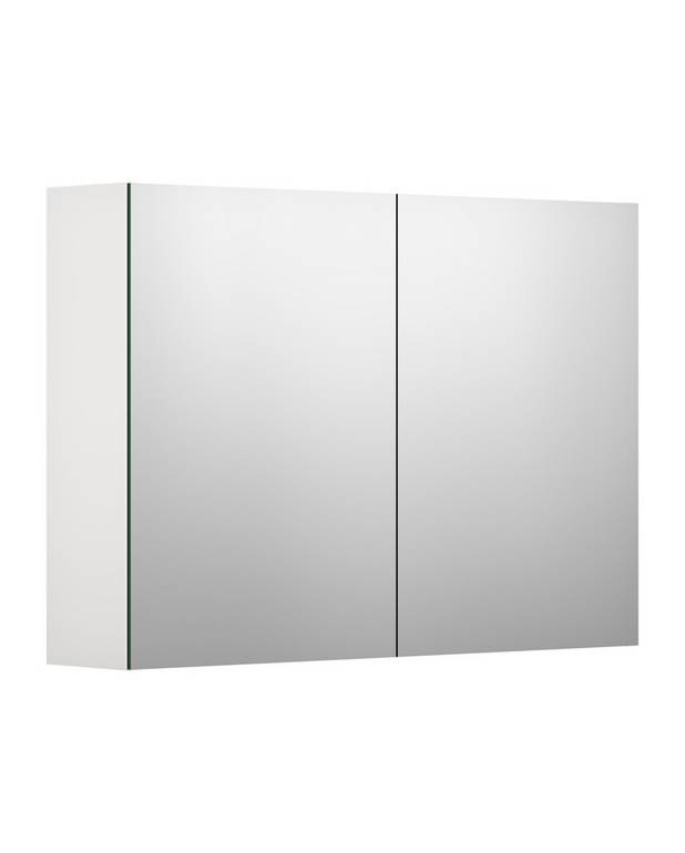 Graphic Base peilikaappi - 80 cm - Kaksipuoliset peiliovet
Pehmeästi sulkeutuvat ovet
2 siirrettävää lasihyllyä