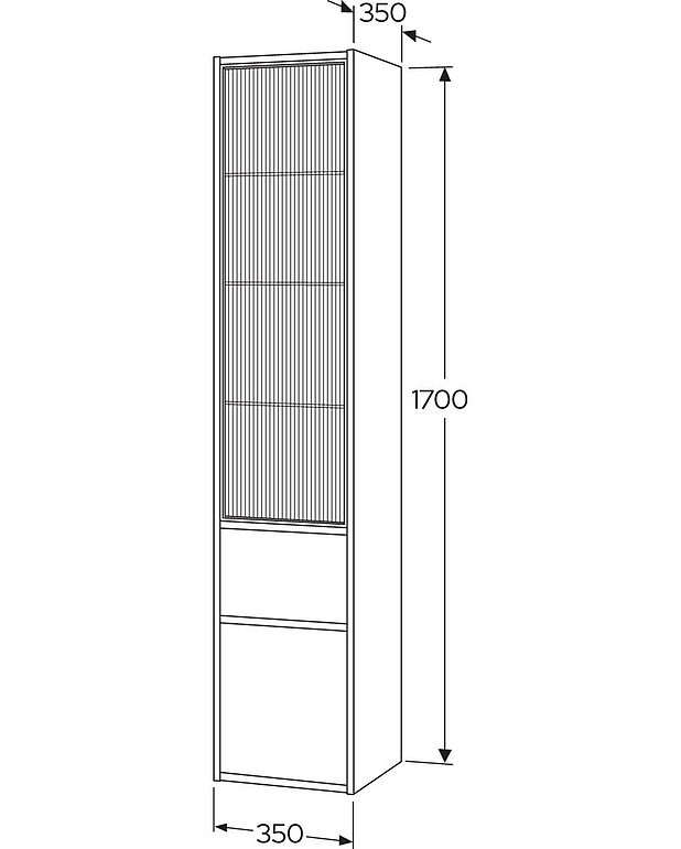 Ducentic Tall cabinet wih glass door and drawer 35cm - Drawing - GustavsbergTallcabinetDucentic_glass_door_drawer350mm_ProductImages1300x1620.jpg