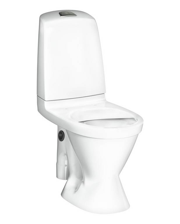 Toalettstol Nautic 1591 - öppet s-lås, stor fot, Hygienic Flush - Med tvättställsanslutning till toalettens avlopp
Stor fot: täcker märken efter gammal toalett
Ceramicplus: städa snabbt & miljövänligt