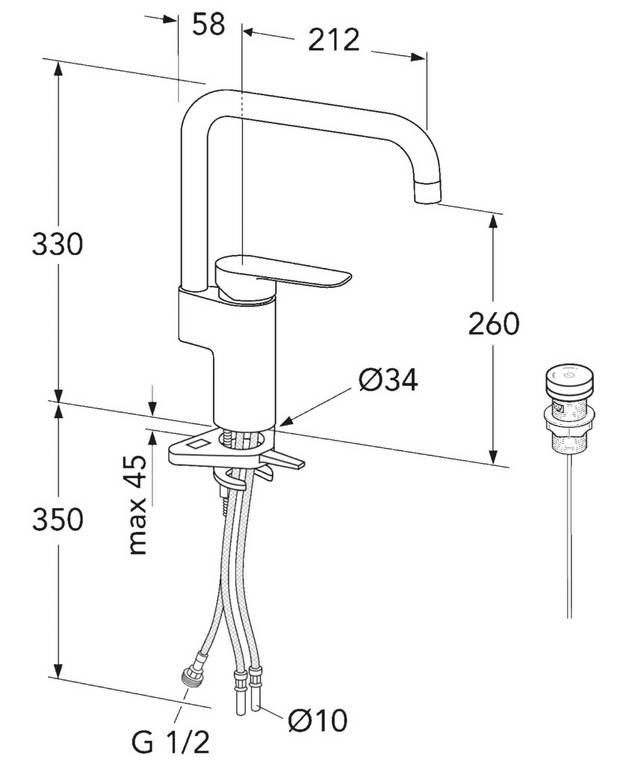 Kitchen mixer Atlantic - high spout - Works as a standard mixer manually
Fully digital with on / off, water flow and temperature regulation
Multi colored LED-light