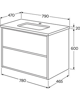 Ducentic-allaskaappi 80cm, 2 laatikkoa - Mittapiirros - Gustavsberg_Vanity-unit-Ducentic_2-800mm_with_TT_ProductImages1300x1620.jpg